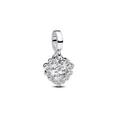 Heart sterling silver double dangle with clear cubic zirconia and transparent enamel 793765C01