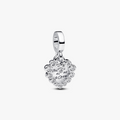 Heart sterling silver double dangle with clear cubic zirconia and transparent enamel 793765C01 (High Resolution)