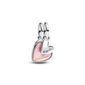 Hearts sterling silver splittable dangle with pink bioresin man-made mother of pearl 793766C01