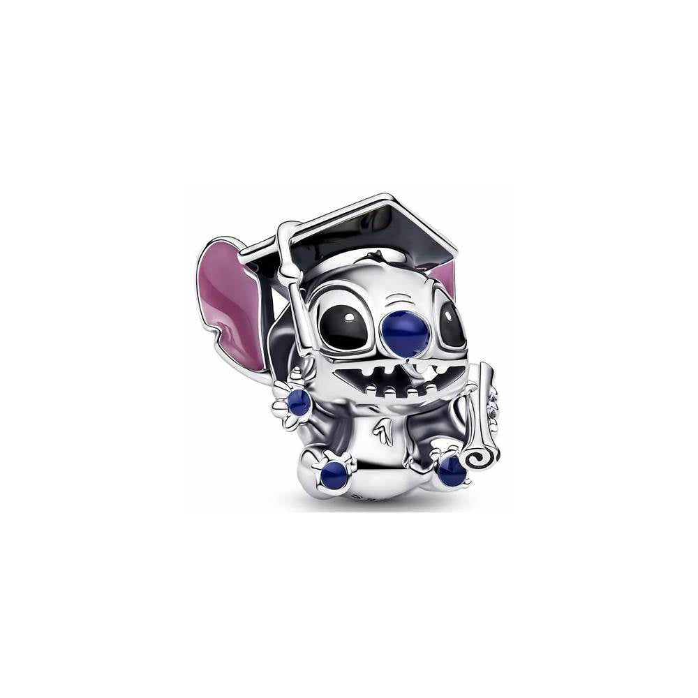 Disney Stitch graduation 2025 sterling silver charm with black, purple and blue enamel 793789C01 (High Resolution)