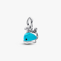 Whale sterling silver dangle with clear cubic zirconia, imitation turquoise and black enamel 793822C01 (High Resolution)