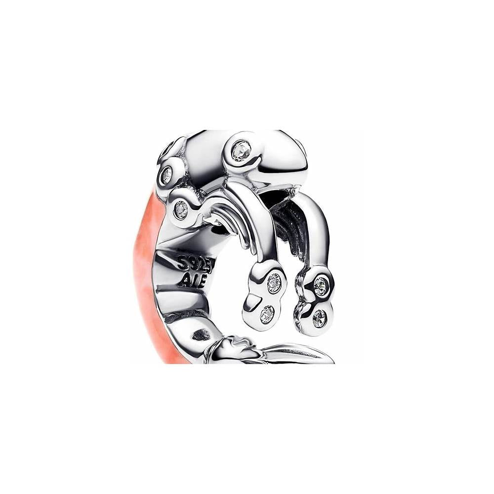 Shrimp sterling silver charm with clear cubic zirconia and pink enamel 793896C01 (High Resolution)
