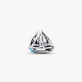 Sailboat sterling silver charm with clear cubic zirconia and capri blue crystal 793905C01 (High Resolution)