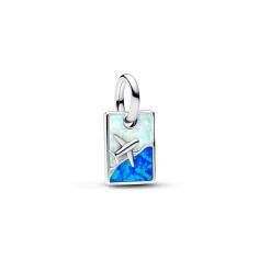 Travel sterling silver dangle with white and blue lab-created opal 793913C01