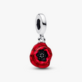 Flower sterling silver dangle with black crystal and red enamel 793917C01 (High Resolution)