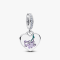 Jacaranda flowers sterling silver dangle with clear cubic zirconia, purple and green enamel 793926C01_E003 (High Resolution)