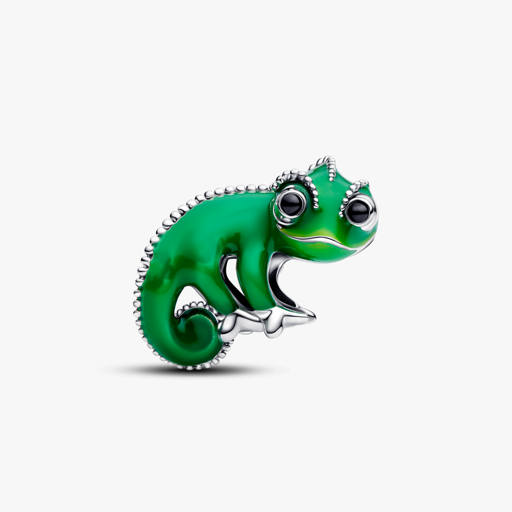 Disney Tangled Pascal sterling silver charm with black crystal and color-changing green enamel 793983C01 (High Resolution)