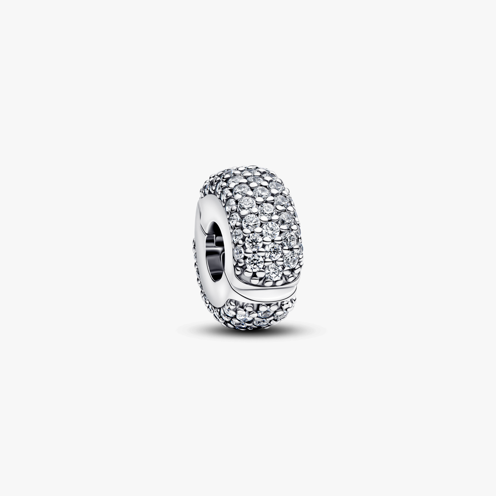Sterling silver clip with clear cubic zirconia and silicone grip 794032C01 (High Resolution)