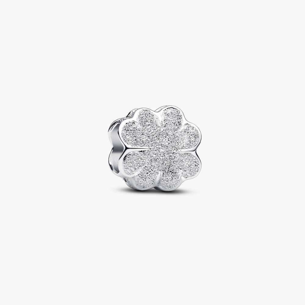 Textured clover sterling silver mini charm (High Resolution)