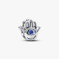 Hamsa hand sterling silver charm with stellar blue crystal 794062C01 (High Resolution)