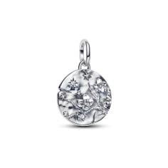 Cherry blossom sterling silver medallion with clear cubic zirconia 794085C01