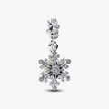 Snowflake and star sterling silver double dangle with clear cubic zirconia and aurora lab-grown opal resin 794142C01 (High Resolution)