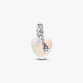 Heart sterling silver dangle with clear cubic zirconia and moonstone iridescent glass 794143C01 (High Resolution)