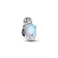 Seal sterling silver charm with black crystal, black enamel and moonstone iridescent glass 794146C01