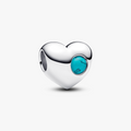 Engravable heart sterling silver charm with imitation turquoise 794161C12 (High Resolution)