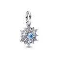 Disney Frozen snowflake sterling silver dangle with water blue crystal and clear cubic zirconia 794209C01