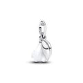 Snowdrop flower sterling silver dangle with clear cubic zirconia and white Murano glass 794239C01