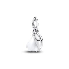 Snowdrop flower sterling silver dangle with clear cubic zirconia and white Murano glass 794239C01