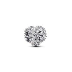 Heart sterling silver charm with clear c 794240C01