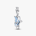 Winged key sterling silver dangle with clear cubic zirconia and shimmering blue enamel 794241C01 (High Resolution)