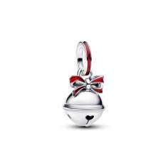 Holiday bell sterling silver dangle with red enamel 794246C01