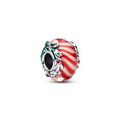 Candy sterling silver charm with red and white Murano glass, shimmering white, red and green enamel 794252C01