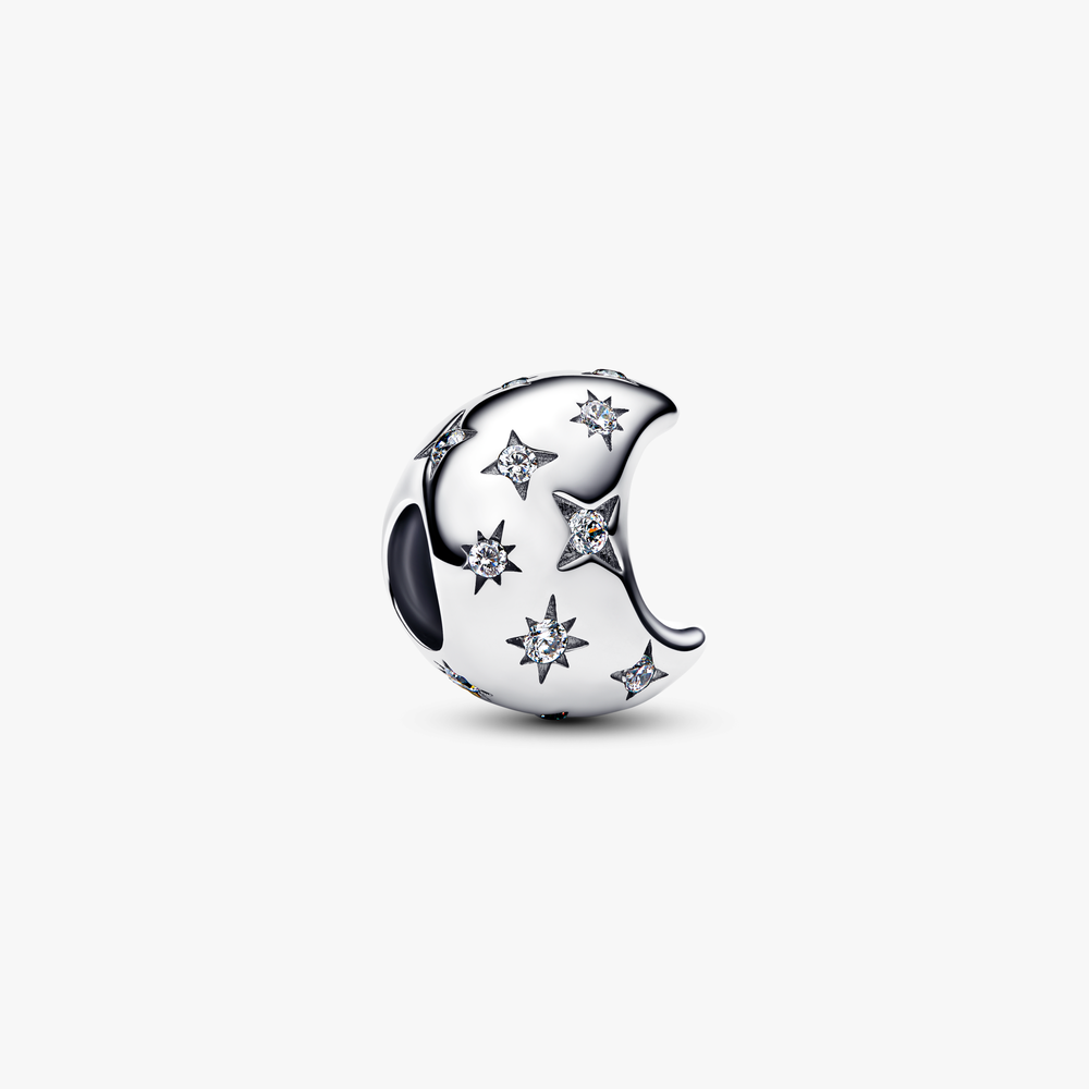 Moon sterling silver charm with clear cubic zirconia 794254C01 (High Resolution)