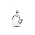 Engravable heart sterling silver dangle with clear 794295C04
