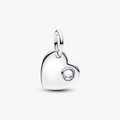 Engravable heart sterling silver dangle with clear 794295C04 (High Resolution)