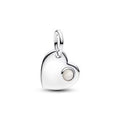 Engravable heart sterling silver dangle with white 794295C06