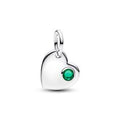 May Engravable Heart Green Stone Dangle Charm 794295c05