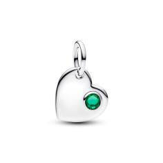 May Engravable Heart Green Stone Dangle Charm 794295c05
