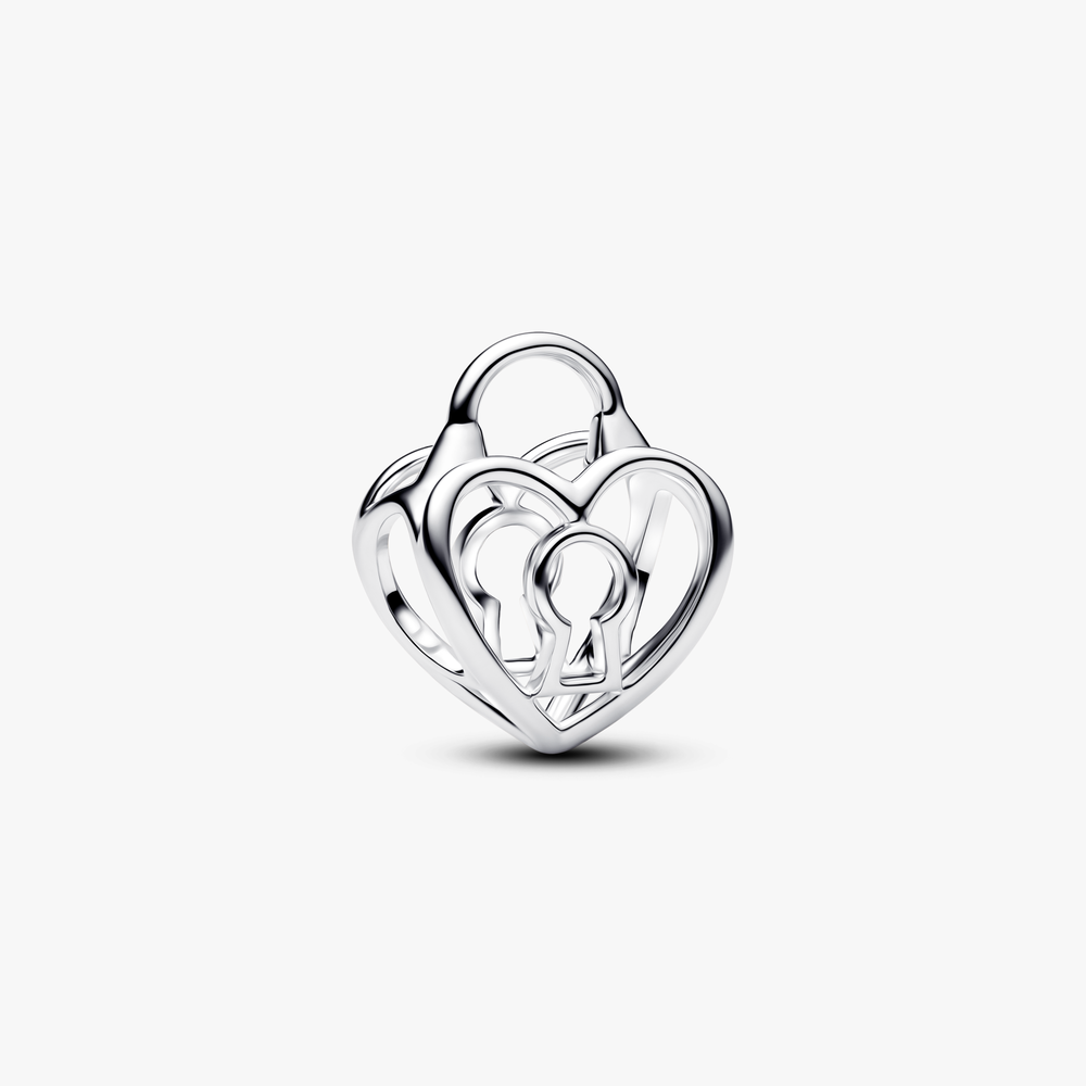 Heart padlock sterling silver charm (High Resolution)