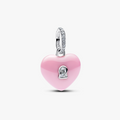 Heart padlock sterling silver dangle with pink cer (High Resolution)