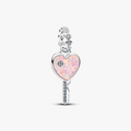 Heart key sterling silver dangle with clear cubic (High Resolution)