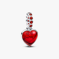 Heart sterling silver double dangle with salsa red (High Resolution)