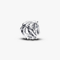 Horse sterling silver charm with clear cubic zirco (High Resolution)