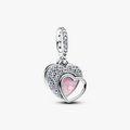 Heart sterling silver double dangle with clear cub 794456C01 (High Resolution)