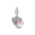 Heart sterling silver double dangle with clear cub 794456C01