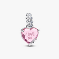 Heart sterling silver dangle with pink and clear c 794464C01 (High Resolution)