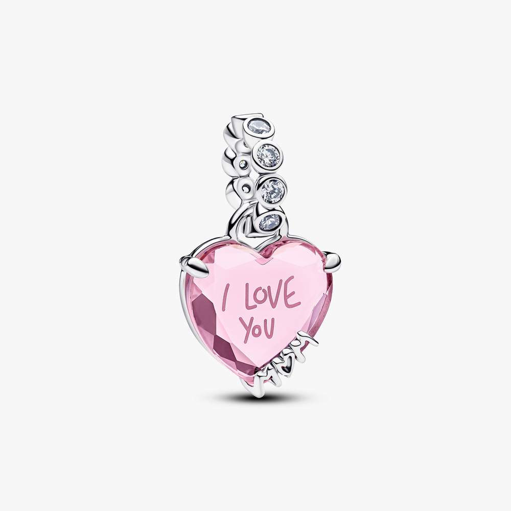 Heart sterling silver dangle with pink and clear c 794464C01 (High Resolution)