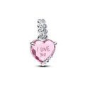 Heart sterling silver dangle with pink and clear c 794464C01