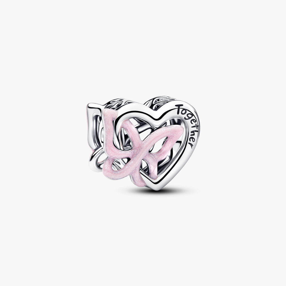 Heart and butterfly sterling silver charm with gli 794475C01 (High Resolution)