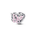 Heart and butterfly sterling silver charm with gli 794475C01