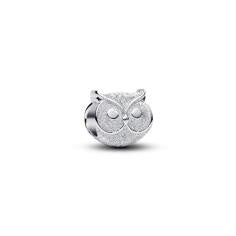 Textured owl sterling silver mini charm