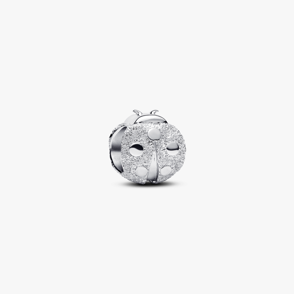 Textured ladybird sterling silver mini charm (High Resolution)