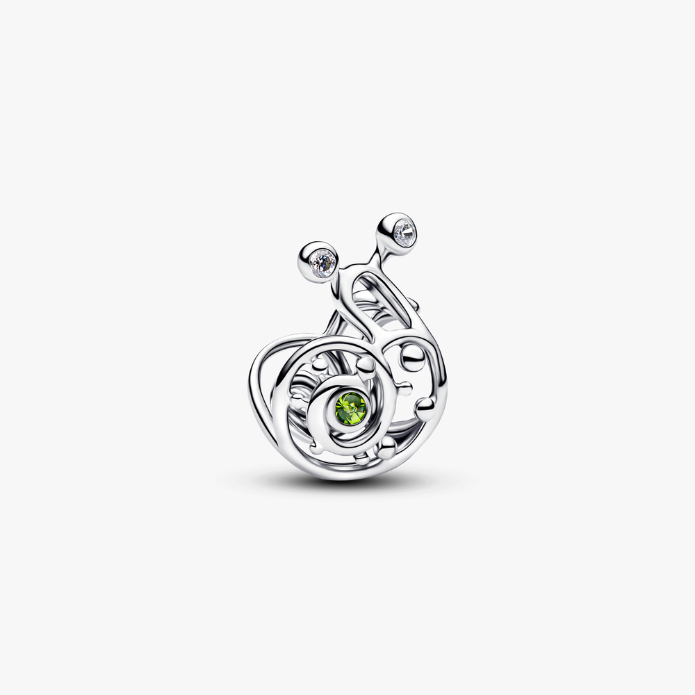Snail sterling silver charm with light green cryst 794557C01 (High Resolution)