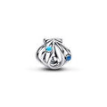 Openwork shell sterling silver charm with blue ena 794695C01