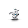 Openwork turtle sterling silver charm with turquoi 794697C01