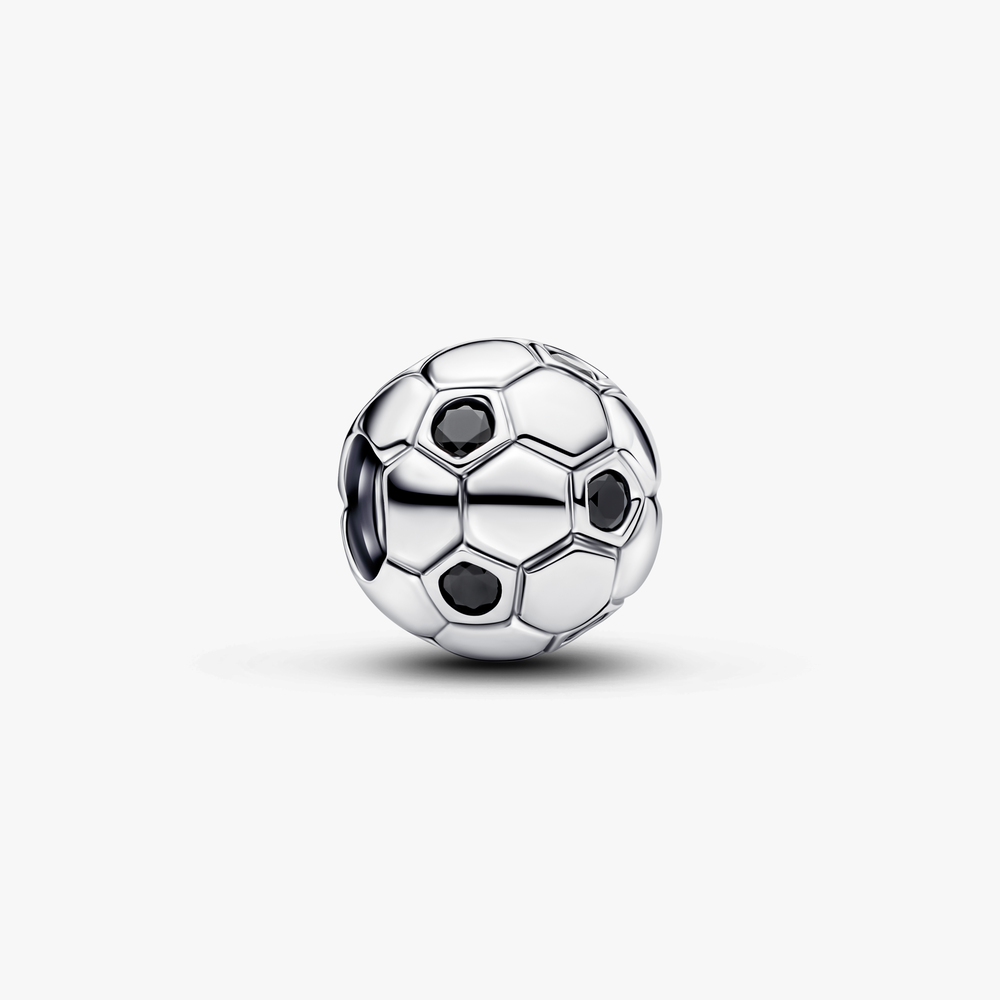 Soccer ball sterling silver charm with black cryst 794710C01 (High Resolution)